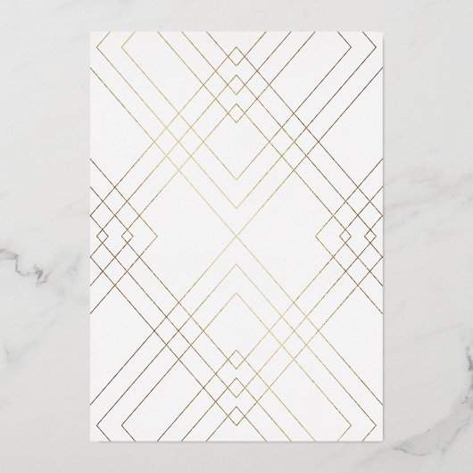 Geometrisches Schwarzes Gold Gatsby Hochzeit gepre Folieneinladung (Rückseite)