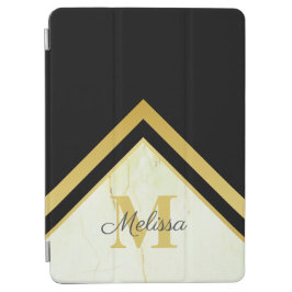 Geometrisches Schwarzes Gold Monogramm iPad Mini Hülle