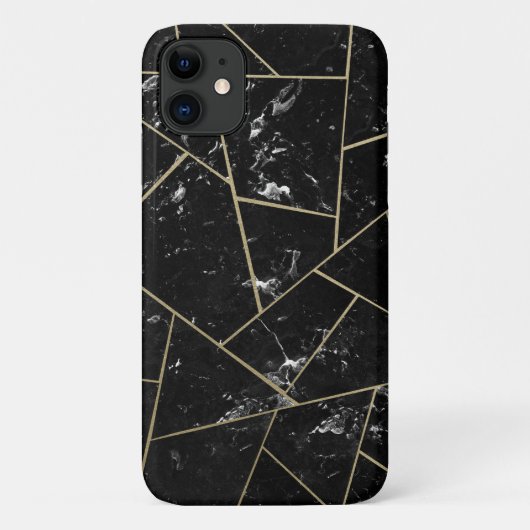 Geometrisches Schwarzes Marmor-Gold-Modell #1 Case-Mate iPhone Hülle (Rückseite)