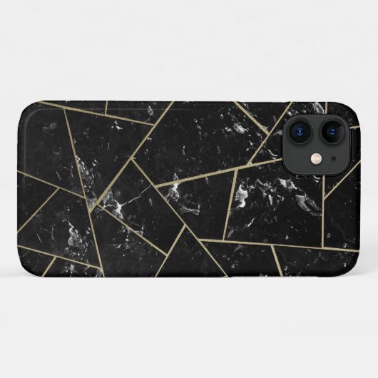 Geometrisches Schwarzes Marmor-Gold-Modell #1 Case-Mate iPhone Hülle (Rückseite (Horizontal))