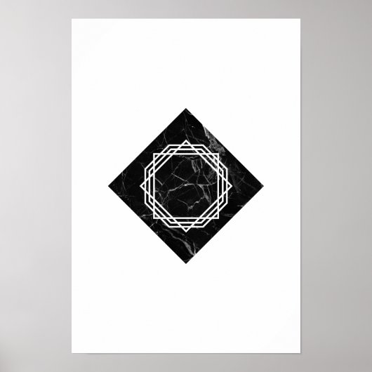 Geometrisches schwarzes Marmorposter Poster (Vorne)