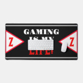 Geometrisches schwarzes Monogramm für Gamername Schreibtischunterlage (Tastatur & Maus)