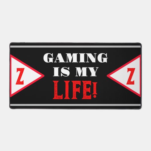 Geometrisches schwarzes Monogramm für Gamername Schreibtischunterlage (Vorderseite)