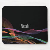 Geometrisches schwarzes Muster Waves Mauspad (Vorne)