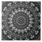 Geometrisches Schwarzweiß-Mandala Fliese (Vorderseite)