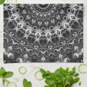 Geometrisches Schwarzweiß-Mandala Geschirrtuch (Gefaltet)
