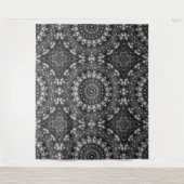 Geometrisches Schwarzweiß-Mandala Wandteppich (Vorderseite)