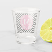 Geometrisches Schwarzweiss-Monogramm Schnapsglas (Rückseite)