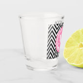 Geometrisches Schwarzweiss-Monogramm Schnapsglas (Links)
