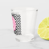 Geometrisches Schwarzweiss-Monogramm Schnapsglas (Rechts)