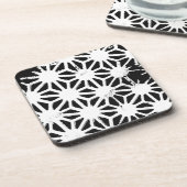 geometrisches Schwarzweißmuster Getränkeuntersetzer (Linke Seite)