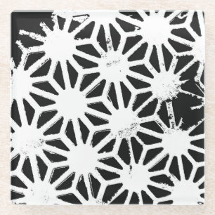 geometrisches Schwarzweißmuster Glasuntersetzer