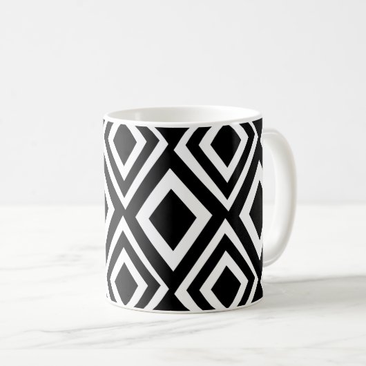 Geometrisches Schwarzweißmuster Kaffeetasse (VorderseiteRechts)