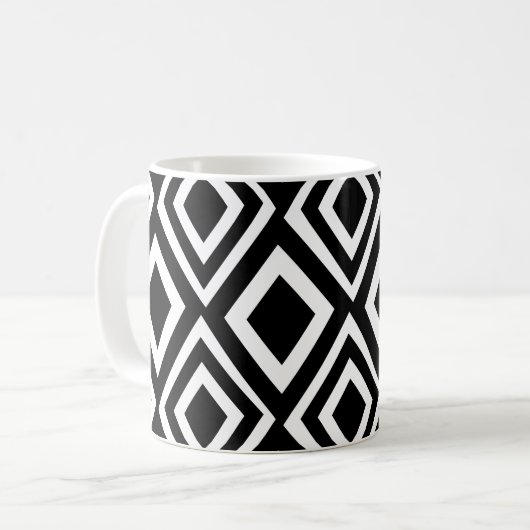 Geometrisches Schwarzweißmuster Kaffeetasse (Vorderseite Links)