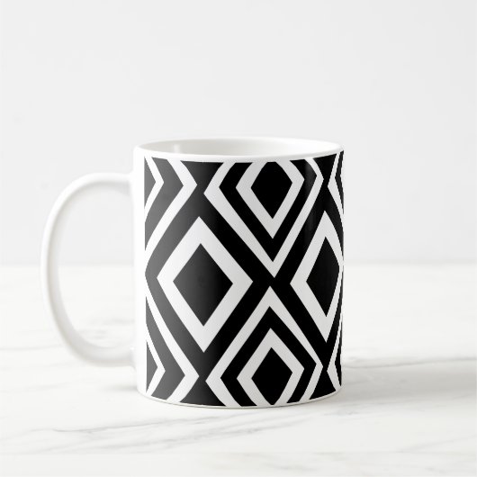 Geometrisches Schwarzweißmuster Kaffeetasse (Links)