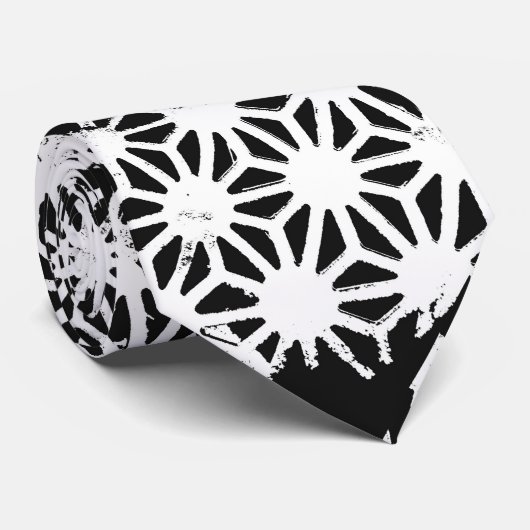 geometrisches Schwarzweißmuster Krawatte (Gerollt)