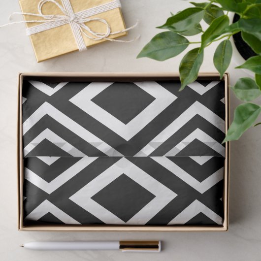 Geometrisches Schwarzweißmuster Seidenpapier (Geschenk)