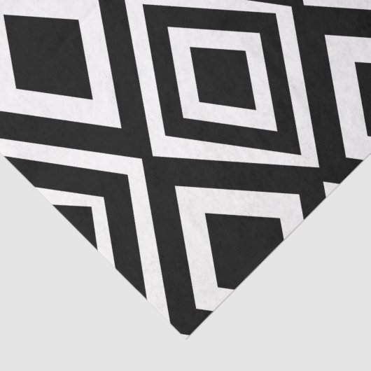 Geometrisches Schwarzweißmuster Seidenpapier (Detail)