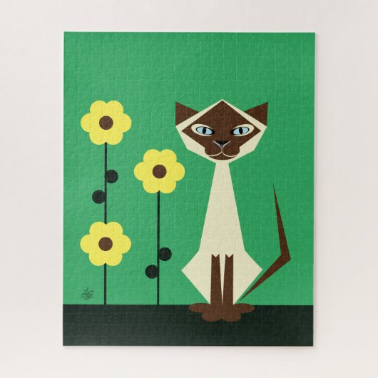 Geometrisches Siamese Cat Design Jigsaw Puzzle (Vertikal)