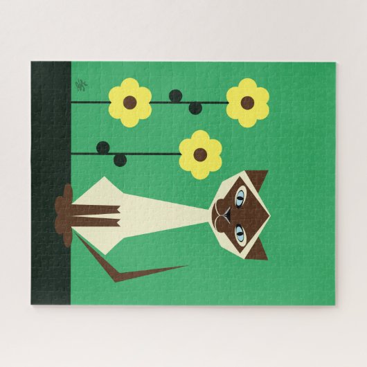Geometrisches Siamese Cat Design Jigsaw Puzzle (Horizontal)