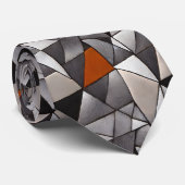 Geometrisches Silber, Grau und Kupfer Krawatte (Gerollt)