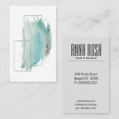 *~* geometrisches Silber-u. Türkis-Aquarell Girly Visitenkarte (Vorne/Hinten)