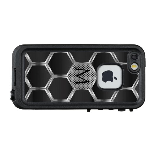 geometrisches Silber- und Graumuster 3 LifeProof iPhone Hülle (Rückseite (Horizontal))