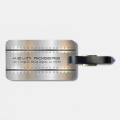 Geometrisches, silbergrau gebürstetes Aluminium Gepäckanhänger (Rückseite horizontal)