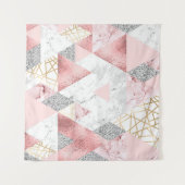 Geometrisches, silbernes Dreieck aus Gold, Marmorm Wandteppich (Vorderseite (Horizontal))