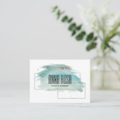 *~* geometrisches silbernes Girly Türkis-Aquarell Visitenkarte (Stehend Vorderseite)