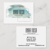 *~* geometrisches silbernes Girly Türkis-Aquarell Visitenkarte (Vorne/Hinten)