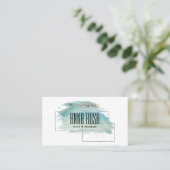 *~* geometrisches silbernes Türkis-Aquarell Girly Visitenkarte (Stehend Vorderseite)