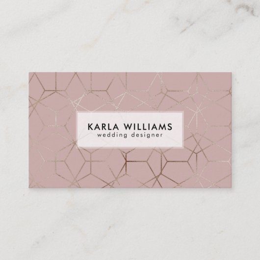Geometrisches Silver & Tan-Muster Visitenkarte (Vorderseite)