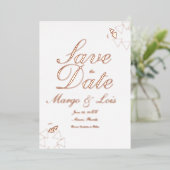 Geometrisches Skript Save the Date gedrückt Folieneinladung (Stehend vorne)