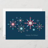 Geometrisches Snowflake Holiday Greeting Feiertagskarte (Vorne/Hinten)