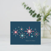 Geometrisches Snowflake Holiday Greeting Feiertagspostkarte (Stehend Vorderseite)