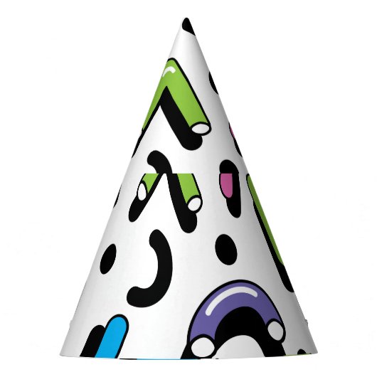 Geometrisches Spiel: Muster der Doodle-Formen Partyhütchen (Vorderseite)