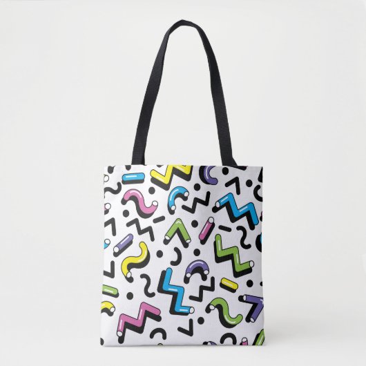 Geometrisches Spiel: Muster der Doodle-Formen Tasche (Vorderseite)