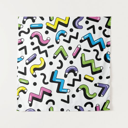 Geometrisches Spiel: Muster der Doodle-Formen Wandteppich (Vorderseite)