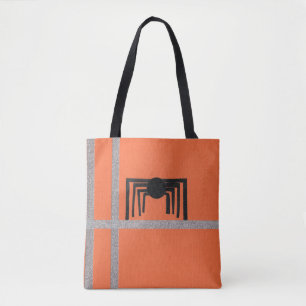 Geometrisches Spinnen-Design Schwarz und Orange Tasche
