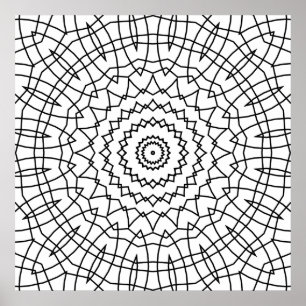 Geometrisches Spiral-Mandala mit eckigen Weblinien Poster