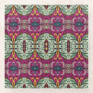 Geometrisches Stammbaum Ethnic Doodle Glasuntersetzer