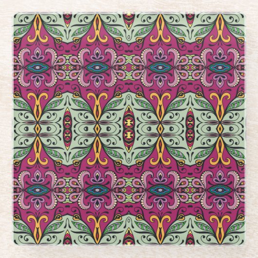 Geometrisches Stammbaum Ethnic Doodle Glasuntersetzer (Vorderseite)