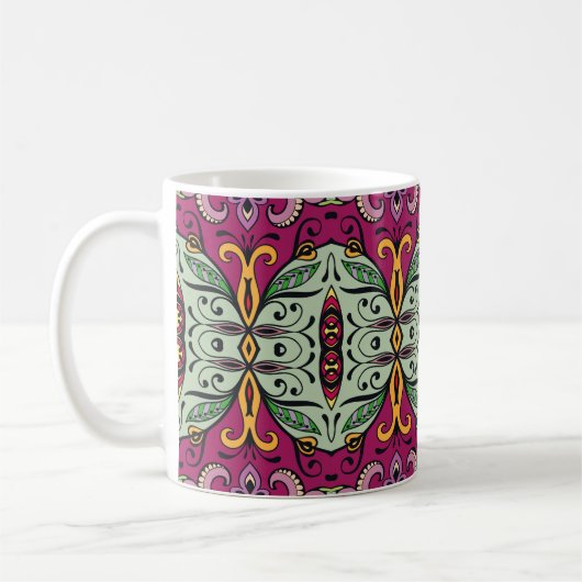 Geometrisches Stammbaum Ethnic Doodle Kaffeetasse (Links)