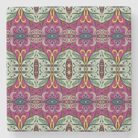 Geometrisches Stammbaum Ethnic Doodle Steinuntersetzer (Vorderseite)