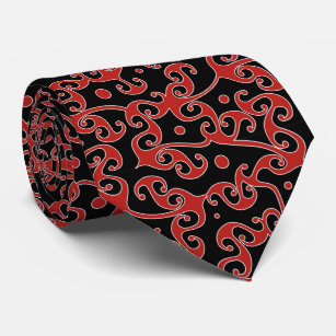 Geometrisches Stammes- Muster-schwarze und rote Krawatte
