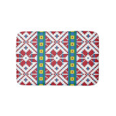 Geometrisches Stammmuster rot, blau und weiß mit S Badematte (Vorderseite)