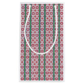 Geometrisches Stammmuster rot, blau und weiß mit S Kleine Geschenktüte (Vorderseite)