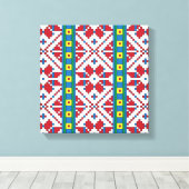 Geometrisches Stammmuster rot, blau und weiß mit S Leinwanddruck (Insitu (Holzboden))