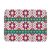 Geometrisches Stammmuster rot, blau und weiß mit S Magnet (Horizontal)